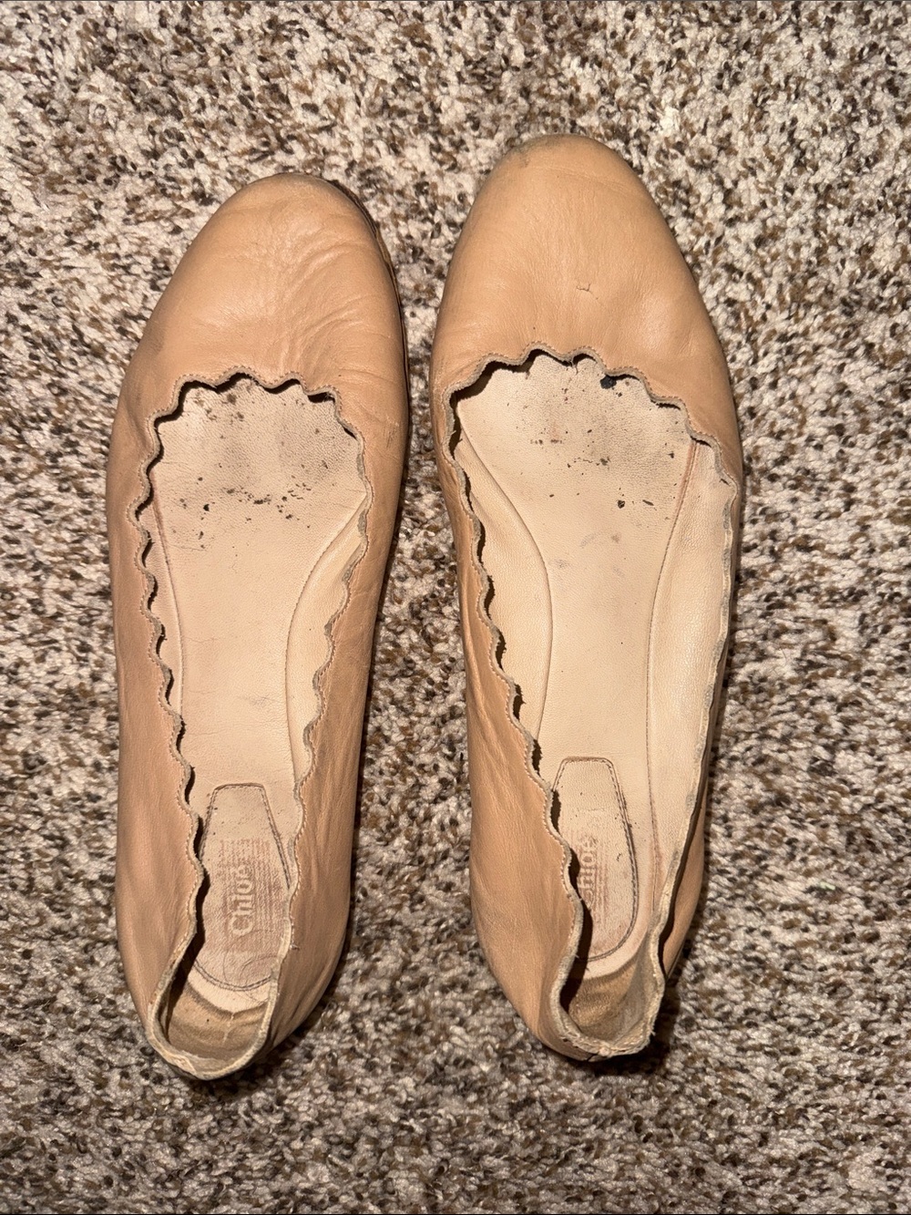 Chloe Scalloped Ballet Flats - Beige